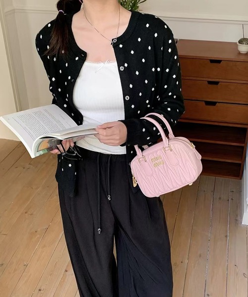 MEMECLE（メメクル）の「【 MEMECLE / メメクル 】ドット ニットカーディガン（カーディガン/ボレロ・レディース・グレー/ブラック・FREE）」の6枚目の写真