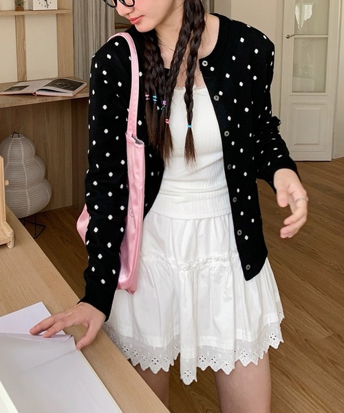 MEMECLE（メメクル）の「【 MEMECLE / メメクル 】ドット ニットカーディガン（カーディガン/ボレロ・レディース・グレー/ブラック・FREE）」の19枚目の写真