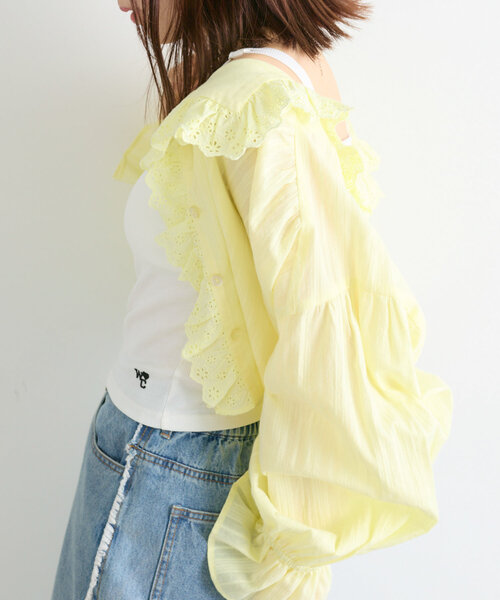 w closet(ダブルクローゼット)の「【カップ付】刺繍キャミ(キャミソール・レディース・オフホワイト/ブラック・FREE)」の5枚目の写真