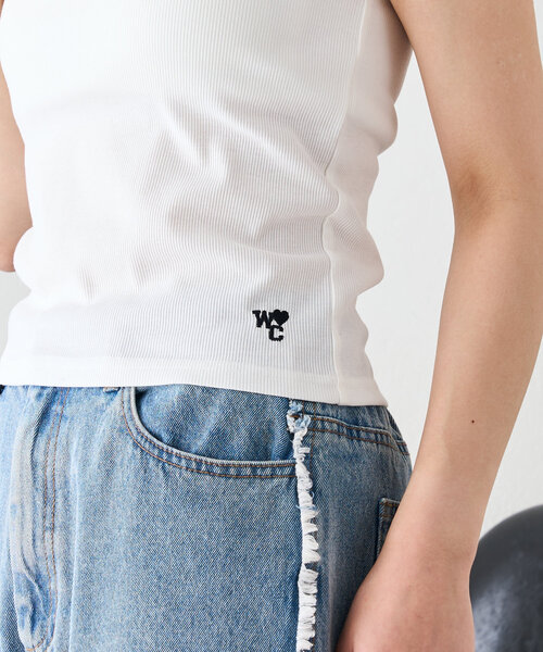 w closet(ダブルクローゼット)の「【カップ付】刺繍キャミ(キャミソール・レディース・オフホワイト/ブラック・FREE)」の9枚目の写真