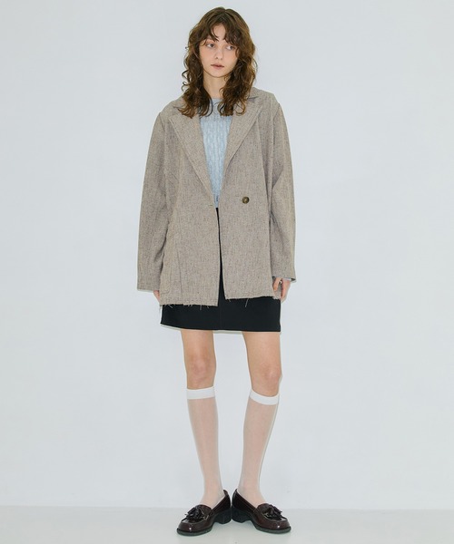 PUBLIC TOKYO（パブリックトウキョウ）の「ツイードオーバージャケット（テーラードジャケット・レディース・ベージュ/グレー・1/2）」の16枚目の写真