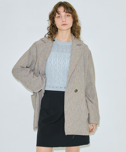PUBLIC TOKYO（パブリックトウキョウ）の「ツイードオーバージャケット（テーラードジャケット・レディース・ベージュ/グレー・1/2）」の18枚目の写真