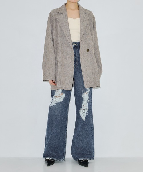 PUBLIC TOKYO（パブリックトウキョウ）の「ツイードオーバージャケット（テーラードジャケット・レディース・ベージュ/グレー・1/2）」の17枚目の写真