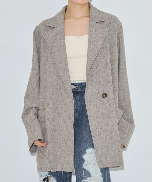 PUBLIC TOKYO（パブリックトウキョウ）の「ツイードオーバージャケット（テーラードジャケット・レディース・ベージュ/グレー・1/2）」の19枚目の写真