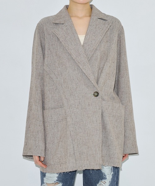 PUBLIC TOKYO（パブリックトウキョウ）の「ツイードオーバージャケット（テーラードジャケット・レディース・ベージュ/グレー・1/2）」の20枚目の写真