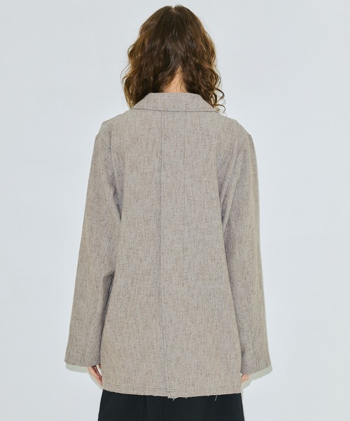 PUBLIC TOKYO（パブリックトウキョウ）の「ツイードオーバージャケット（テーラードジャケット・レディース・ベージュ/グレー・1/2）」の5枚目の写真