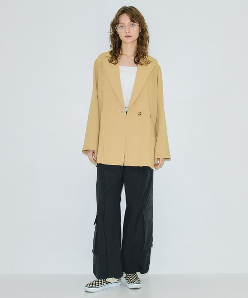 PUBLIC TOKYO（パブリックトウキョウ）の「ツイードオーバージャケット（テーラードジャケット・レディース・ベージュ/グレー・1/2）」の6枚目の写真