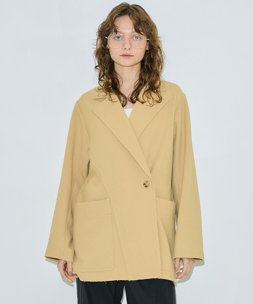 PUBLIC TOKYO（パブリックトウキョウ）の「ツイードオーバージャケット（テーラードジャケット・レディース・ベージュ/グレー・1/2）」の7枚目の写真