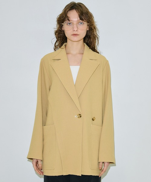 PUBLIC TOKYO（パブリックトウキョウ）の「ツイードオーバージャケット（テーラードジャケット・レディース・ベージュ/グレー・1/2）」の8枚目の写真