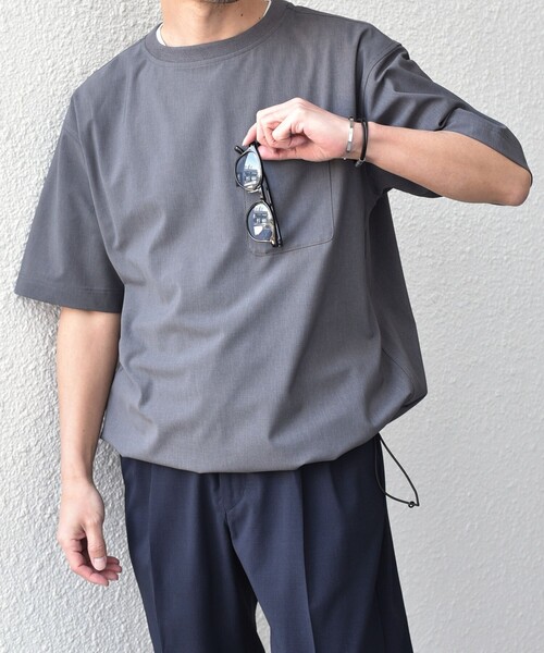 SHIPS any（シップス エニィ）の「SHIPS any:〈吸水速乾〉Rapidry スピンドル リラックス Tシャツ(セットアップ対応)◇（Tシャツ/カットソー・メンズ・ネイビー/ブラック/オリーブ/グレー/ダークグレー・SMALL/MEDIUM/LARGE）」の3枚目の写真