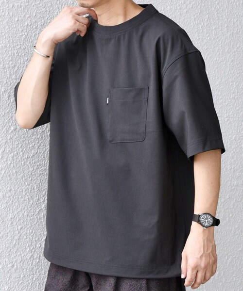 SHIPS any（シップス エニィ）の「SHIPS any:〈吸水速乾〉Rapidry スピンドル リラックス Tシャツ(セットアップ対応)◇（Tシャツ/カットソー・メンズ・ネイビー/ブラック/オリーブ/グレー/ダークグレー・SMALL/MEDIUM/LARGE）」の4枚目の写真