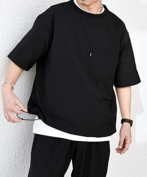 SHIPS any（シップス エニィ）の「SHIPS any:〈吸水速乾〉Rapidry スピンドル リラックス Tシャツ(セットアップ対応)◇（Tシャツ/カットソー・メンズ・ネイビー/ブラック/オリーブ/グレー/ダークグレー・SMALL/MEDIUM/LARGE）」の2枚目の写真