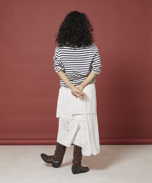 Freada（フリーダ）の「Freada/フリーダ レイヤー 刺繍 ラップスカート（スカート・レディース・ホワイト/ブラック・ONE SIZE）」の7枚目の写真