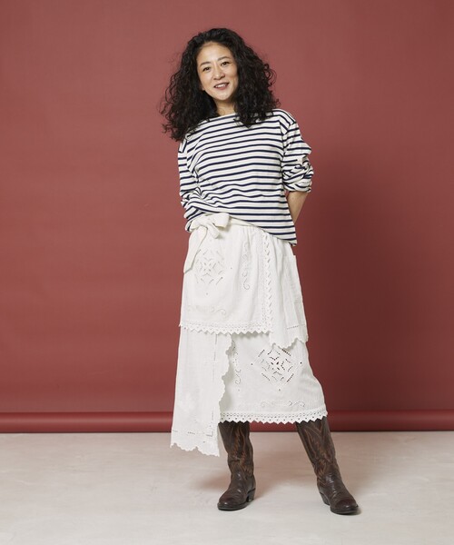 Freada（フリーダ）の「Freada/フリーダ レイヤー 刺繍 ラップスカート（スカート・レディース・ホワイト/ブラック・ONE SIZE）」の9枚目の写真