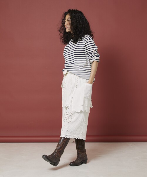 Freada（フリーダ）の「Freada/フリーダ レイヤー 刺繍 ラップスカート（スカート・レディース・ホワイト/ブラック・ONE SIZE）」の10枚目の写真