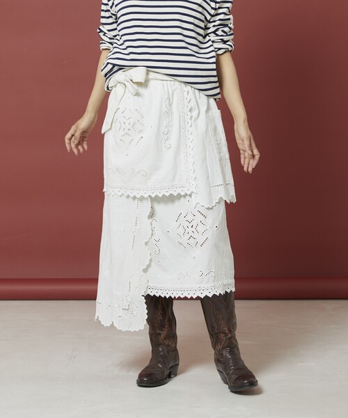 Freada（フリーダ）の「Freada/フリーダ レイヤー 刺繍 ラップスカート（スカート・レディース・ホワイト/ブラック・ONE SIZE）」の11枚目の写真