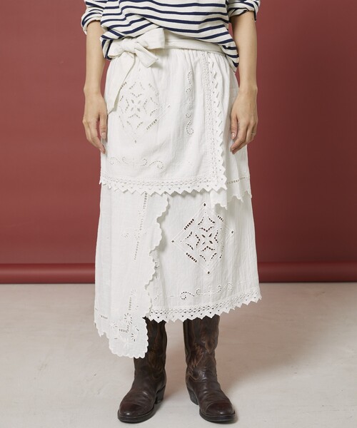 Freada（フリーダ）の「Freada/フリーダ レイヤー 刺繍 ラップスカート（スカート・レディース・ホワイト/ブラック・ONE SIZE）」の16枚目の写真