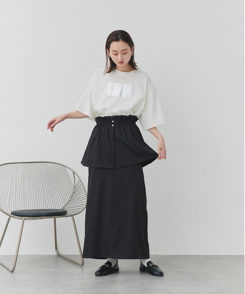 ad thie(アドティエ)の「マルチウェイ フリル ぺプラム スカート(スカート・レディース・チャコール/アイボリー/ブラック・FREE)」の15枚目の写真