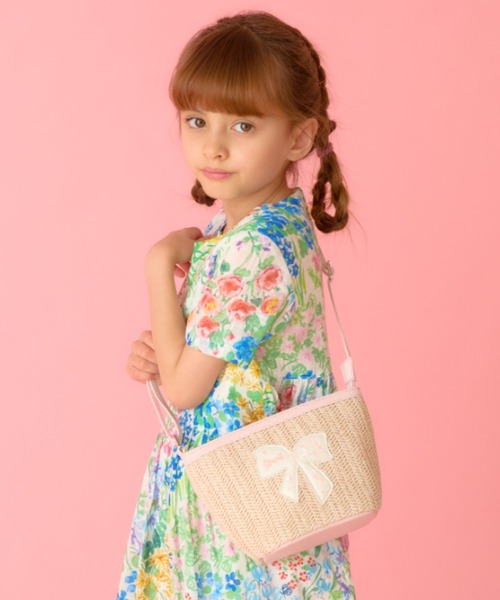 HAKKA KIDS（ハッカキッズ）の「リネンライクヘリンボーンショルダーバッグ（ショルダーバッグ・キッズ・ベージュ/ピンク・FREE）」の2枚目の写真