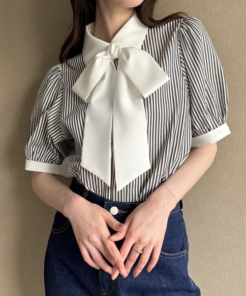HaaT◆長袖ブラウス/2/コットン/GRN/ストライプ/HA83FJ525 hjst646_2.jpg