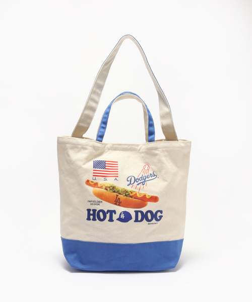 MLB（メジャーリーグベースボール）の「INFIELDER DESIGN / インフィールダーデザイン MLB LA HOT DOG TOTE（ショルダーバッグ・メンズ・ブルー系その他・FREE）」の2枚目の写真