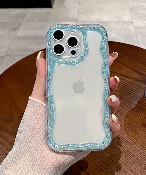 グリッターなみなみエッジ クリア iPhoneカバー アイフォンケース