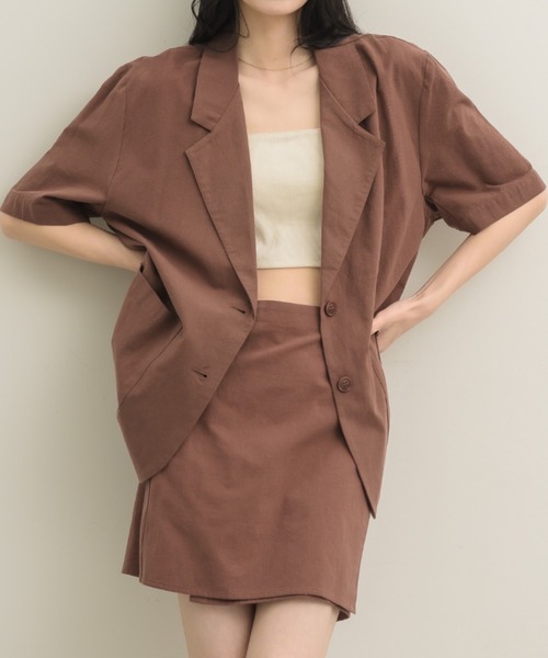 NEUNA（ヌナ）の「リネンライクラップミニ スカート（スカート・レディース・ブラック/ブラウン/アイボリー・FREE）」の3枚目の写真