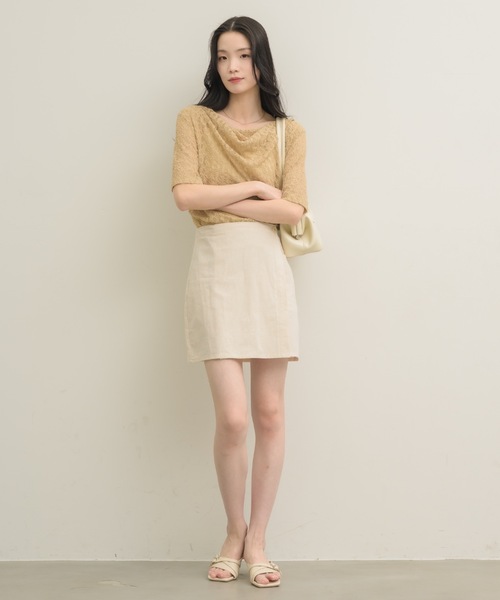 NEUNA（ヌナ）の「リネンライクラップミニ スカート（スカート・レディース・ブラック/ブラウン/アイボリー・FREE）」の7枚目の写真