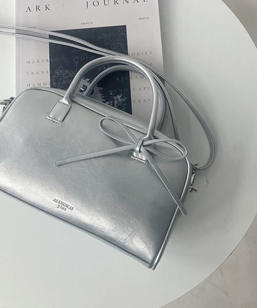 ◇フェイクレザー 2WAY リボンミニボストンバッグ（ボストンバッグ