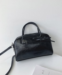 ◇フェイクレザー 2WAY リボンミニボストンバッグ
