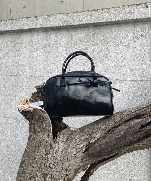 ◇フェイクレザー 2WAY リボンミニボストンバッグ（ボストンバッグ