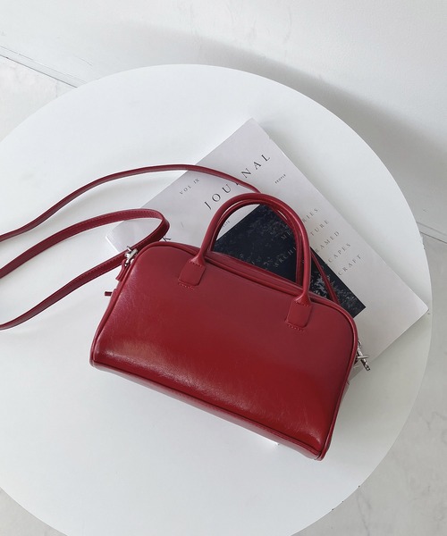 ◇フェイクレザー 2WAY リボンミニボストンバッグ（ボストンバッグ