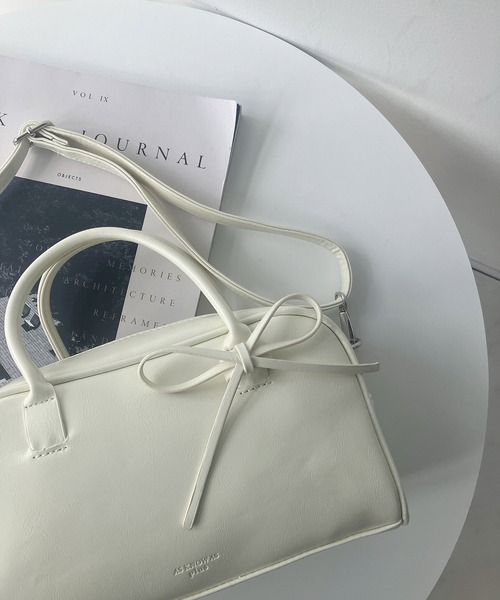 ◇フェイクレザー 2WAY リボンミニボストンバッグ（ボストンバッグ