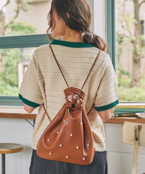 カヌ×MONO-MART LADY'S】3WAY パール付き バケット ハンドバッグ