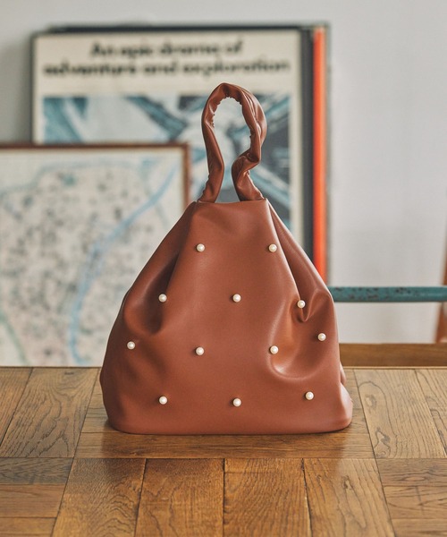 バッグ3 カヌ×MONO-MART LADY'S】3WAY パール付き バケット ハンドバッグ