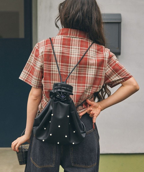 カヌ×MONO-MART LADY'S】3WAY パール付き バケット ハンドバッグ