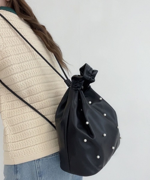 カヌ×MONO-MART LADY'S】3WAY パール付き バケット ハンドバッグ