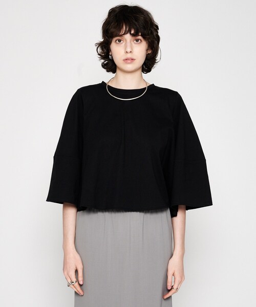 cloenc（クロエンス）の「【マシンウォッシュ】フレアTシャツ（Tシャツ/カットソー・レディース・ブラック/ホワイト/ピンク/ブラウン系その他・02）」の3枚目の写真