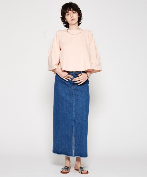 cloenc（クロエンス）の「【マシンウォッシュ】フレアTシャツ（Tシャツ/カットソー・レディース・ブラック/ホワイト/ピンク/ブラウン系その他・02）」の9枚目の写真