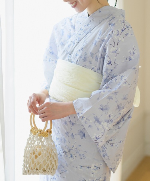 Rebloom（リブルーム Rebloom Reb loom）の「【1人で着られる浴衣4点セット】浴衣・兵児帯・腰紐2本《夏花浴衣》（浴衣・レディース・ブルー系1/ブルー系2/グレー系/ネイビー系/ブルー系3/ブラック系/ホワイト系1/ホワイト系2・FREE）」の8枚目の写真