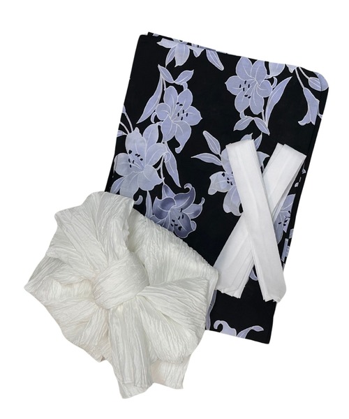 Rebloom（リブルーム Rebloom Reb loom）の「【1人で着られる浴衣4点セット】浴衣・兵児帯・腰紐2本《夏花浴衣》（浴衣・レディース・ブルー系1/ブルー系2/グレー系/ネイビー系/ブルー系3/ブラック系/ホワイト系1/ホワイト系2・FREE）」の12枚目の写真