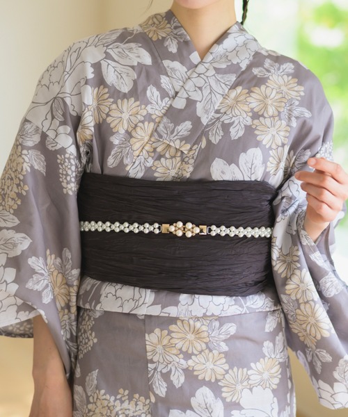 Rebloom（リブルーム Rebloom Reb loom）の「【1人で着られる浴衣4点セット】浴衣・兵児帯・腰紐2本《夏花浴衣》（浴衣・レディース・ブルー系1/ブルー系2/グレー系/ネイビー系/ブルー系3/ブラック系/ホワイト系1/ホワイト系2・FREE）」の13枚目の写真