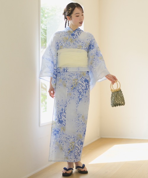 CELEN(セレン)の「【1人で着られる/兵児浴衣4点セット】浴衣・兵児帯・腰紐2本《涼夏浴衣》(浴衣・レディース・ブルー系1/ブルー系2/グレー系/ネイビー系/ブルー系3/ブラック系/ホワイト系1/ホワイト系2・FREE)」の20枚目の写真