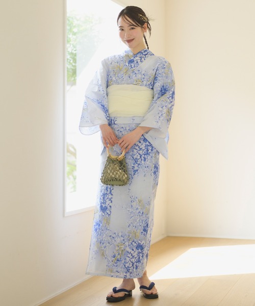 CELEN(セレン)の「【1人で着られる/兵児浴衣4点セット】浴衣・兵児帯・腰紐2本《涼夏浴衣》(浴衣・レディース・ブルー系1/ブルー系2/グレー系/ネイビー系/ブルー系3/ブラック系/ホワイト系1/ホワイト系2・FREE)」の19枚目の写真