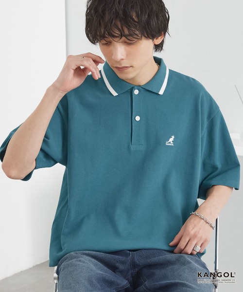 KANGOL(カンゴール)の「KANGOL/カンゴール 別注 ロゴワンポイント刺繍ライン オーバーサイズ 鹿の子半袖ポロシャツ(ポロシャツ・メンズ・ブラック/チャコール/オフホワイト/ダークネイビー/アッシュブラウン/グリーン系/ライトブルー・S/L/M)」の6枚目の写真