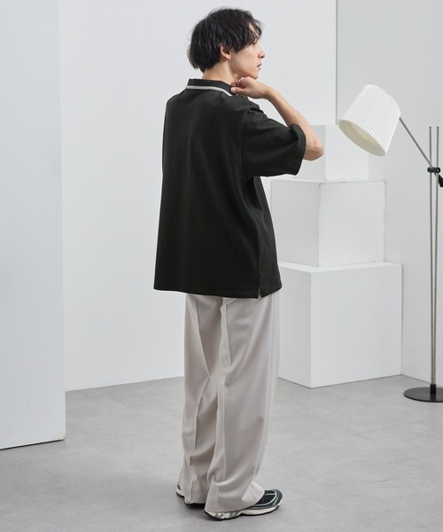 KANGOL（カンゴール）の「KANGOL/カンゴール 別注 ロゴワンポイント刺繍ライン オーバーサイズ 鹿の子ポロシャツ（ポロシャツ・メンズ・ブラック/チャコール/オフホワイト/ダークネイビー/アッシュブラウン・S/L/M）」の10枚目の写真