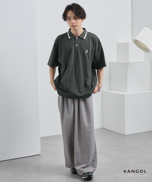 kolor アシンメトリーオーバーサイズポロシャツ 鹿子 KANGOL