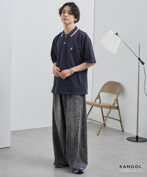 聖なる河 KANGOL/カンゴール 別注 ロゴワンポイント刺繍ライン オーバーサイズ