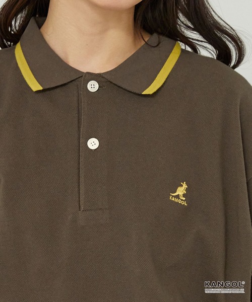 KANGOL（カンゴール）の「KANGOL/カンゴール 別注 ロゴワンポイント刺繍ライン オーバーサイズ 鹿の子ポロシャツ（ポロシャツ・メンズ・ブラック/チャコール/オフホワイト/ダークネイビー/アッシュブラウン・S/L/M）」の19枚目の写真