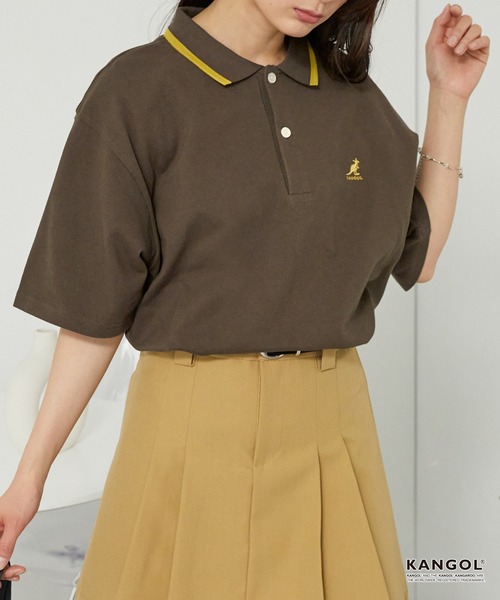 KANGOL（カンゴール）の「KANGOL/カンゴール 別注 ロゴワンポイント刺繍ライン オーバーサイズ 鹿の子ポロシャツ（ポロシャツ・メンズ・ブラック/チャコール/オフホワイト/ダークネイビー/アッシュブラウン・S/L/M）」の22枚目の写真